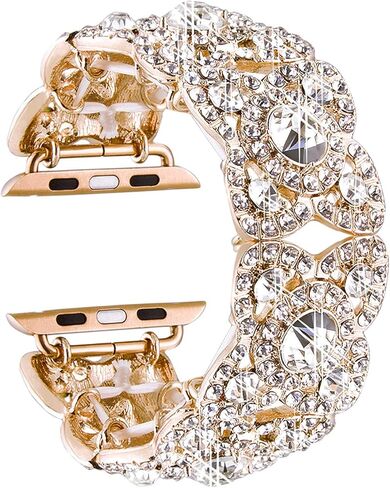 VIQIV Bling Bands for Compatible with Apple Watch 38mm 40mm 42mm 44mm 41mm 45mm 49mm Ultra Iwatch Series 9 8 7 6 5 4 3 2, Diamond Rhinestone Stainless Steel Metal Bracelet Wristband Strap for Women in Saudi Arabia