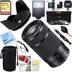 Sony 55-210mm Zoom E-Mount Lens Black (SEL55210/B) + 64GB Ultimate Filter & Flash Photography Bundle in Saudi Arabia