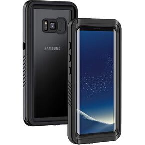 Lanhiem Samsung Galaxy S8 Case, IP68 Waterproof Dustproof Shockproof Case with Built-in Screen Protector, Full Body Sealed Underwater Protective Clear Cover for Samsung S8 (Black) in Kuwait