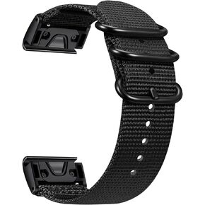 حزام Fintie متوافق مع Garmin Fenix ​​7X / 6X / 6X Pro / 5X Plus / 5X / 3/3 HR/Tactix Charlie Watch، حزام بديل قابل للتعديل من النايلون المنسوج الفاخر 26 مم