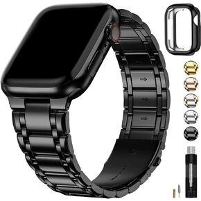 سوار ساعة Apple متوافق مع Fullmosa مقاس 49 مم 45 مم 44 مم 42 مم 41 مم 40 مم 38 مم، سوار iWatch من الفولاذ المقاوم للصدأ مع حافظة حزام معدني لسلسلة ساعات Apple Ultra 9 8 7 6 5 4 3 2 1 SE، 38 مم 40 مم 41 مم ذهبي وردي in Kuwait