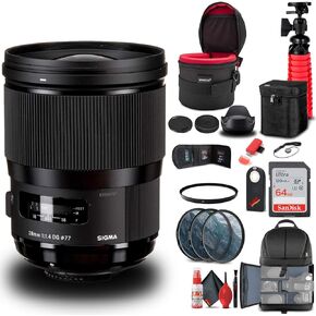 مجموعة عدسة Sigma Art مقاس 28 مم f/1.4 DG HSM لكاميرا Nikon F (441955) + حقيبة ظهر + بطاقة سعة 64 جيجابايت + حافظة عدسة + قارئ بطاقات + طقم مرشح 3 قطع + مجموعة تنظيف + حامل ثلاثي القوائم مرن + محفظة ذاكرة + جهاز تحكم عن بعد بالأشعة تحت الحمراء + المزيد in Saudi Arabia