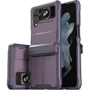 CaseBorne V Compatible with Samsung Galaxy Z Flip 4 Case/Flip 3 Case - Rugged Protective Case with Semi-Auto Hinger Cover, Full Body Multi-Layer Cover (Black) in Kuwait