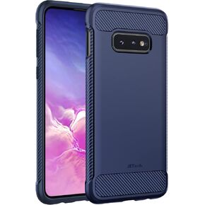 حافظة JETech رفيعة لهاتف Samsung Galaxy S10e، غطاء هاتف رفيع ممتص للصدمات وتصميم من ألياف الكربون (أزرق)