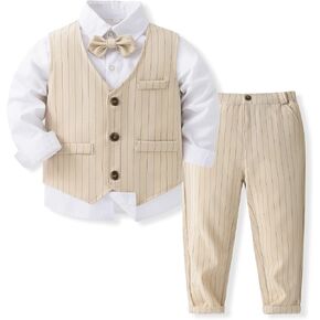 Kimocat Baby Boy Clothes Outfit Suit Long Sleeve Gentleman Tuxedo Vest Wedding Birthday Party Suit in Kuwait