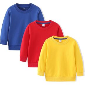 GFQLONG Toddler Boys 2 Pack Cotton Crewneck Sweatshirt, Baby Solid Long Sleeve Pullover Tops in Saudi Arabia