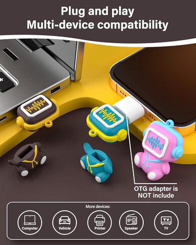 محرك أقراص فلاش USB على شكل موسيقي إيقاعي لطيف من Bilious، محرك إبهام 64 جيجابايت مقاوم للماء USB 2.0، هدية محرك أقراص USB صغير الحجم (64 جيجا، بني) in Kuwait