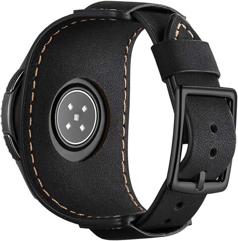 Compatible with Samsung Galaxy Watch 46mm/Gear S3 Frontier/Classic Bands, 22mm Genuine Leather Cuff Bracelet Replacement Strap with Stainless Steel Buckle for Men Women (Army Green) in Kuwait