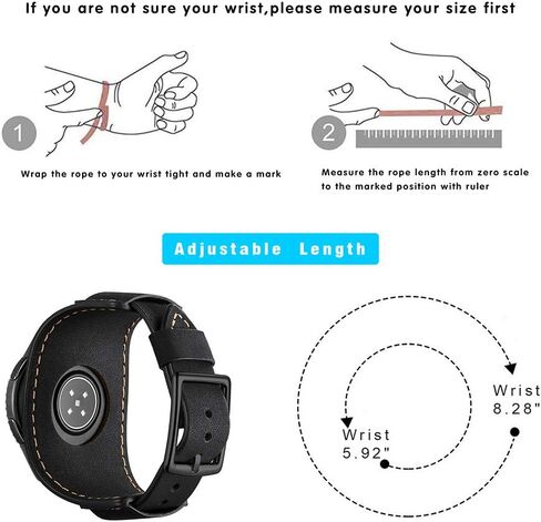 Compatible with Samsung Galaxy Watch 46mm/Gear S3 Frontier/Classic Bands, 22mm Genuine Leather Cuff Bracelet Replacement Strap with Stainless Steel Buckle for Men Women (Army Green) in Kuwait