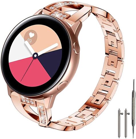 Sankel Compatible for Samsung Galaxy Watch 6/5/4/Galaxy Watch Active 2 40mm&44mm Bands,Women Metal Replacement Bracelet Strap Wristband for Galaxy Watch Active/Galaxy Watch 42mm/Gear Sport (Silver) in Kuwait