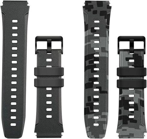 Smart Watch Band 22mm 2 Pack, for AMAZTIM Smart Watch Bands Replacement M2/T2, Compatible with KOSPET Tank M2/T2, TPU Sports Straps Bands, Adjustable Wristband, Men Black Camouflage Band in Saudi Arabia