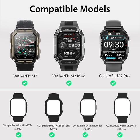 Smart Watch Band 22mm 2 Pack, for AMAZTIM Smart Watch Bands Replacement M2/T2, Compatible with KOSPET Tank M2/T2, TPU Sports Straps Bands, Adjustable Wristband, Men Black Camouflage Band in Saudi Arabia
