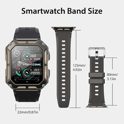 Smart Watch Band 22mm 2 Pack, for AMAZTIM Smart Watch Bands Replacement M2/T2, Compatible with KOSPET Tank M2/T2, TPU Sports Straps Bands, Adjustable Wristband, Men Black Camouflage Band in Saudi Arabia