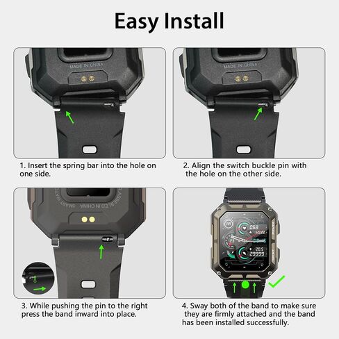 Smart Watch Band 22mm 2 Pack, for AMAZTIM Smart Watch Bands Replacement M2/T2, Compatible with KOSPET Tank M2/T2, TPU Sports Straps Bands, Adjustable Wristband, Men Black Camouflage Band in Saudi Arabia