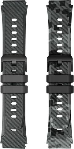 Smart Watch Band 22mm 2 Pack, for AMAZTIM Smart Watch Bands Replacement M2/T2, Compatible with KOSPET Tank M2/T2, TPU Sports Straps Bands, Adjustable Wristband, Men Black Camouflage Band in Saudi Arabia