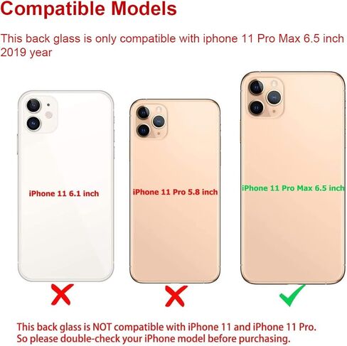 بديل الزجاج الخلفي الخلفي من شركة Perzework OEM لهاتف iPhone 11 Pro Max 6.5 بوصة مع مجموعة أدوات إصلاح ولاصق مثبت مسبقًا (ذهبي) in Kuwait