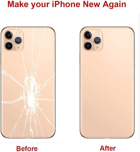 بديل الزجاج الخلفي الخلفي من شركة Perzework OEM لهاتف iPhone 11 Pro Max 6.5 بوصة مع مجموعة أدوات إصلاح ولاصق مثبت مسبقًا (ذهبي) in Kuwait