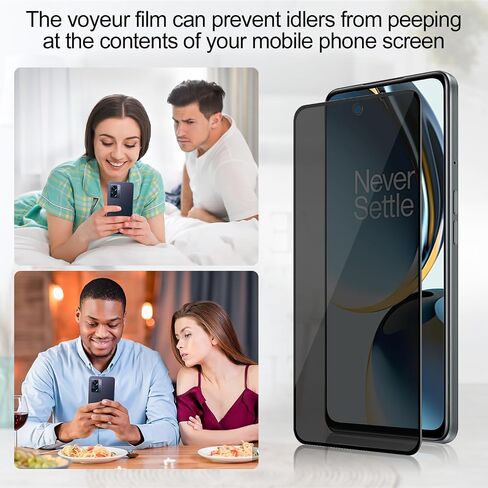 واقي شاشة للخصوصية من Lokyoo مكون من قطعتين لهاتف Oneplus Nord N300 5G [زجاج مقسى مضاد للتجسس]، فائق الدقة، مضاد للخدش، خالٍ من الفقاعات، زجاج واقي سهل التركيب 9H لهاتف Nord N300 in Kuwait