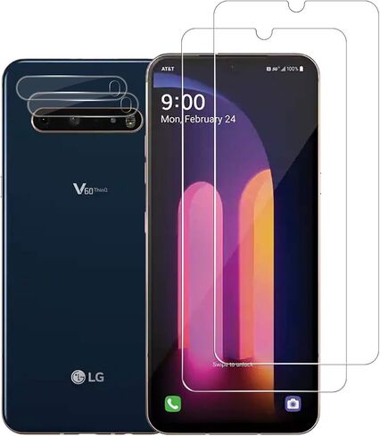 واقي شاشة LG V60 ThinQ + واقيات عدسة الكاميرا من واي اي اي بي اف، [2+2] واقي شاشة من الزجاج المقسى [درجة صلابة 9H] [مناسب للحافظة] [زجاج ثلاثي الأبعاد] [خالٍ من الفقاعات] واقي شاشة زجاجي لهاتف LG V60 in Kuwait