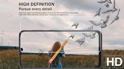 واقي شاشة LG V60 ThinQ + واقيات عدسة الكاميرا من واي اي اي بي اف، [2+2] واقي شاشة من الزجاج المقسى [درجة صلابة 9H] [مناسب للحافظة] [زجاج ثلاثي الأبعاد] [خالٍ من الفقاعات] واقي شاشة زجاجي لهاتف LG V60 in Kuwait
