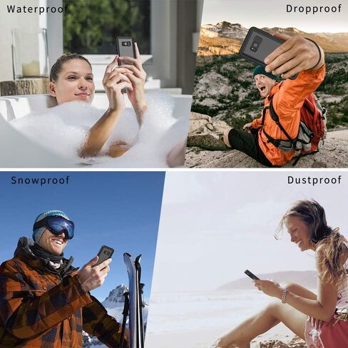 Lanhiem Samsung Galaxy S8 Case, IP68 Waterproof Dustproof Shockproof Case with Built-in Screen Protector, Full Body Sealed Underwater Protective Clear Cover for Samsung S8 (Black) in Kuwait
