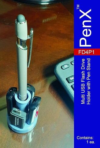 منظم ذاكرة فلاش USB - تخزين محرك الابهام - 4 فتحات مع حامل قلم - للمكتب والمنزل والمكتب in Kuwait
