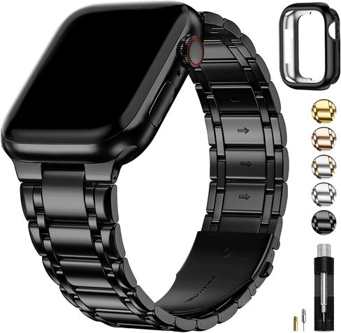 سوار ساعة Apple متوافق مع Fullmosa مقاس 49 مم 45 مم 44 مم 42 مم 41 مم 40 مم 38 مم، سوار iWatch من الفولاذ المقاوم للصدأ مع حافظة حزام معدني لسلسلة ساعات Apple Ultra 9 8 7 6 5 4 3 2 1 SE، 38 مم 40 مم 41 مم ذهبي وردي in Kuwait