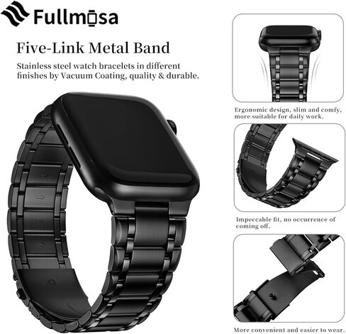 سوار ساعة Apple متوافق مع Fullmosa مقاس 49 مم 45 مم 44 مم 42 مم 41 مم 40 مم 38 مم، سوار iWatch من الفولاذ المقاوم للصدأ مع حافظة حزام معدني لسلسلة ساعات Apple Ultra 9 8 7 6 5 4 3 2 1 SE، 38 مم 40 مم 41 مم ذهبي وردي in Kuwait