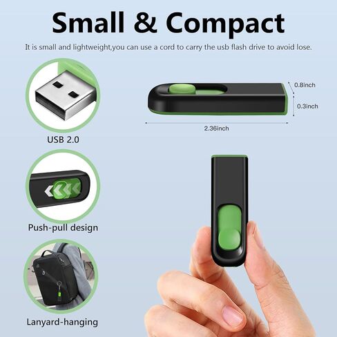 MAKACTUA محرك أقراص فلاش USB سعة 16 جيجابايت، محرك أقراص USB 2.0، محرك أقراص الإبهام، محرك أقراص القفز لتخزين البيانات أسود/أخضر in Kuwait