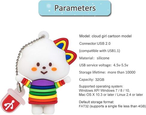 BorlterClamp 32GB USB Flash Drive Cute Cartoon Cloud Girl Model Memory Stick, Gift for Students and Children in Saudi Arabia