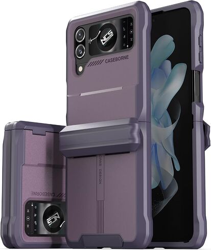 CaseBorne V Compatible with Samsung Galaxy Z Flip 4 Case/Flip 3 Case - Rugged Protective Case with Semi-Auto Hinger Cover, Full Body Multi-Layer Cover (Black) in Kuwait