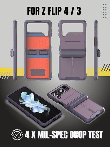 CaseBorne V Compatible with Samsung Galaxy Z Flip 4 Case/Flip 3 Case - Rugged Protective Case with Semi-Auto Hinger Cover, Full Body Multi-Layer Cover (Black) in Kuwait