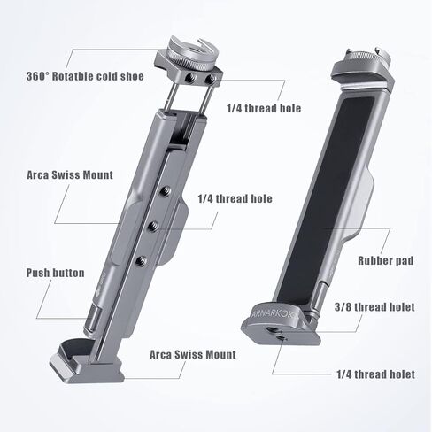 محول تثبيت حامل ثلاثي القوائم من ARNARKOK مع حذاء بارد قابل للتدوير، برغي 1/4 بوصة و3/8 بوصة، حوامل Acra Swiss، حامل iPad معدني بالكامل لحامل ثلاثي القوائم، حامل الكمبيوتر اللوحي متوافق مع iPad Pro 12.9، iPad Air 2 3 4، Galaxy in Kuwait