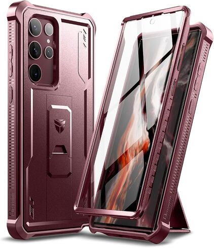 حافظة Dexnor لهاتف Samsung Galaxy S22 Ultra، [واقي شاشة مدمج ومسند] غطاء حماية مقاوم للصدمات عالي التحمل من الدرجة العسكرية لهاتف Samsung Galaxy S22 Ultra 5G، أرجواني أرجواني in Kuwait