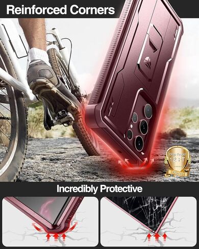 حافظة Dexnor لهاتف Samsung Galaxy S22 Ultra، [واقي شاشة مدمج ومسند] غطاء حماية مقاوم للصدمات عالي التحمل من الدرجة العسكرية لهاتف Samsung Galaxy S22 Ultra 5G، أرجواني أرجواني in Kuwait