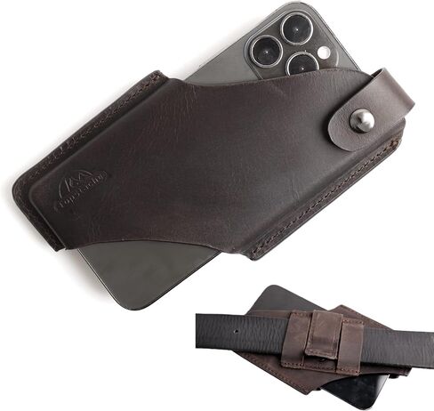 Topstache Leather Phone Holster with Belt Clip for iPhone 17/16/15 Pro Max & Plus - Magnetic Closure Cell Phone Case for Galaxy S25/S24 Ultra - Leather Belt Holder Loop Case, L,Darkbrown in Kuwait