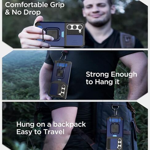 AICase for Samsung Galaxy S23 Case, with Slide Camera Cover/Ring Kickstand & Card Holder [Compatible Magnetic Car Mount] Rugged Heavy Duty Military Grade Protective Cell Phone Case, Black in Kuwait