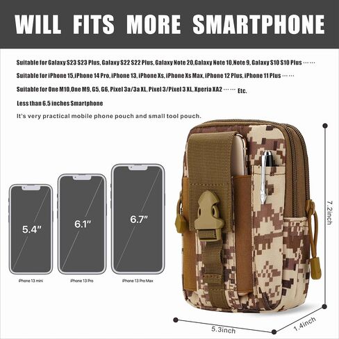 Tactical Waist Pouch EDC Molle Waist Bag Belt Phone Pouch Holster Purse Carrying Pouch for Smartphone, Tools in Kuwait