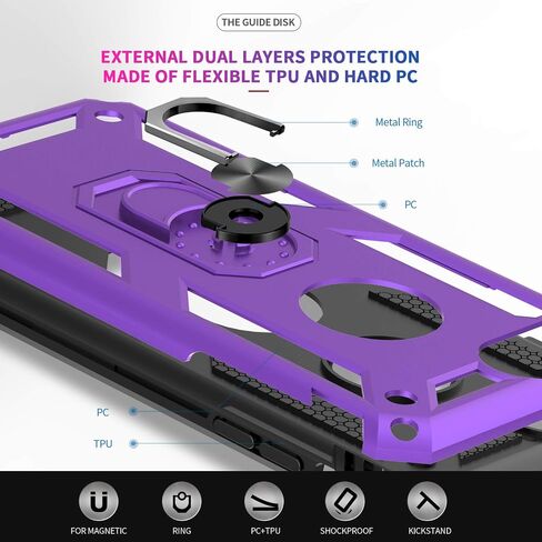 LeYi متوافق مع حافظة iPhone 8، حافظة iPhone 7، حافظة iPhone 6s/ 6 مع واقي شاشة من الزجاج المقوى [عبوتين]، حافظة هاتف واقية من الدرجة العسكرية مع حلقة مسند لهاتف iPhone 6/6s/7/8، أسود in Kuwait