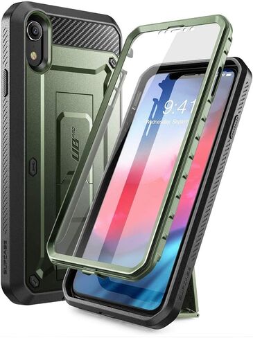 حافظة SUPCASE Unicorn Beetle Pro Series مصممة، مع واقي شاشة مدمج لكامل الجسم، حافظة متينة لهاتف iPhone XR 6.1 بوصة (إصدار 2018) (أسود) in Kuwait