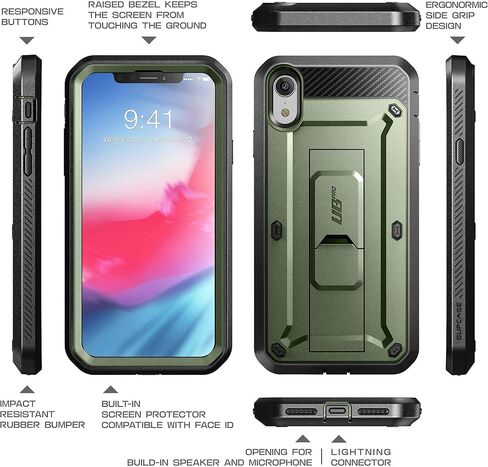 حافظة SUPCASE Unicorn Beetle Pro Series مصممة، مع واقي شاشة مدمج لكامل الجسم، حافظة متينة لهاتف iPhone XR 6.1 بوصة (إصدار 2018) (أسود) in Kuwait