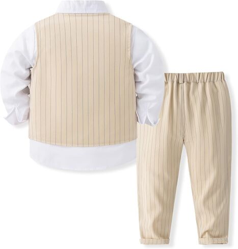 Kimocat Baby Boy Clothes Outfit Suit Long Sleeve Gentleman Tuxedo Vest Wedding Birthday Party Suit in Kuwait