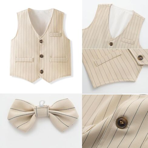 Kimocat Baby Boy Clothes Outfit Suit Long Sleeve Gentleman Tuxedo Vest Wedding Birthday Party Suit in Kuwait