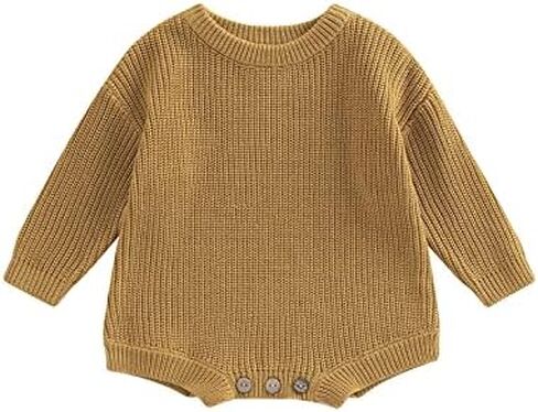 Merqwadd Baby Sweater Boy Girl Winter Clothes Knit Oversize Romper Warm Crewneck Long Sleeve Top Onesie for Toddlers … in Kuwait
