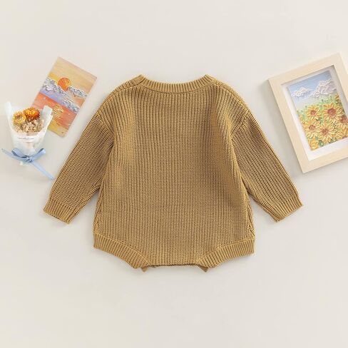 Merqwadd Baby Sweater Boy Girl Winter Clothes Knit Oversize Romper Warm Crewneck Long Sleeve Top Onesie for Toddlers … in Kuwait