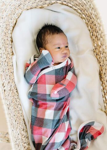 Copper Pearl Baby Gown - Knotted Newborn Sleepers for Baby Boy and Girl, Soft Stretchy Long Sleeve Infant Gowns with Bottom Tie and Hand Mittens, Perfect Hospital Coming Home Outfit (Fawn) in Kuwait