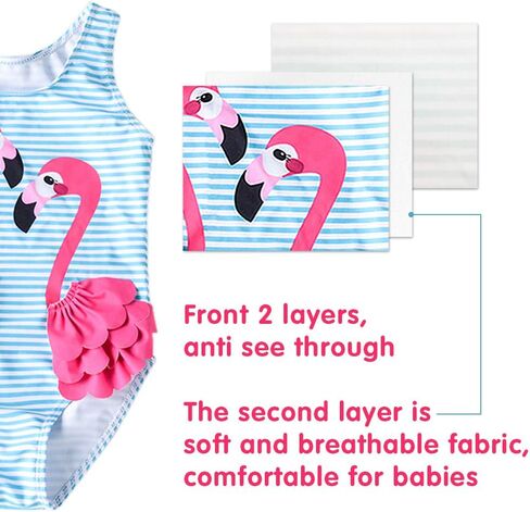 Baby Girls One Piece Swimsuit 12M-5T Toddler Flamingo Bathing Suit with Hat | Soft lining,anti-see through,pull-on,includes swim hat,stretchy,quick dry,12M-5T baby girl swimwear in Saudi Arabia