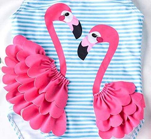 Baby Girls One Piece Swimsuit 12M-5T Toddler Flamingo Bathing Suit with Hat | Soft lining,anti-see through,pull-on,includes swim hat,stretchy,quick dry,12M-5T baby girl swimwear in Saudi Arabia