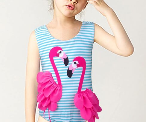 Baby Girls One Piece Swimsuit 12M-5T Toddler Flamingo Bathing Suit with Hat | Soft lining,anti-see through,pull-on,includes swim hat,stretchy,quick dry,12M-5T baby girl swimwear in Saudi Arabia