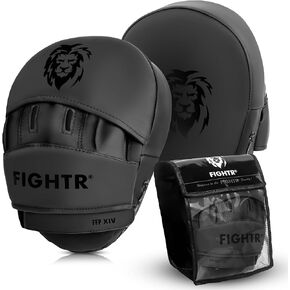 قفازات اللكم الفاخرة FIGHTR® - بطانة وثبات مثاليين | قفازات الملاكمة للفنون القتالية متضمنة. حقيبة حمل | وسادات التركيز للملاكمة، الفنون القتالية المختلطة، الملاكمة التايلاندية، إلخ.